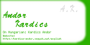 andor kardics business card